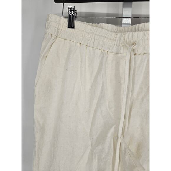 J Crew Womens Sz 14 Linen Blend Jogger Pants White Pull On - Picture 2 of 6